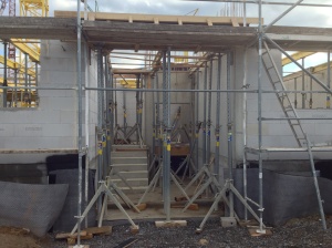 We already got the first steps of the entrance staircase